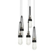 Hubbardton Forge 2023 Black Clear Bubble Glass (YG) Long Link 5-Light Blown Glass Pendant