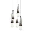 Hubbardton Forge 2023 Oil Rubbed Bronze Clear Bubble Glass (YG) Long Link 5-Light Blown Glass Pendant