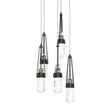 Hubbardton Forge 2023 Oil Rubbed Bronze Clear Glass with White Threading (YJ) Long Link 5-Light Blown Glass Pendant