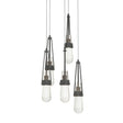 Hubbardton Forge 2023 Natural Iron Clear Bubble Glass (YG) Long Link 5-Light Blown Glass Pendant