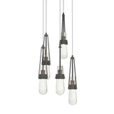 Hubbardton Forge 2023 Natural Iron Clear Bubble Glass (YG) Long Link 5-Light Blown Glass Pendant