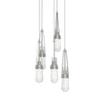 Hubbardton Forge 2023 Vintage Platinum Clear Bubble Glass (YG) Long Link 5-Light Blown Glass Pendant