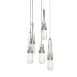 Hubbardton Forge 2023 Vintage Platinum Clear Bubble Glass (YG) Long Link 5-Light Blown Glass Pendant