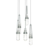 Hubbardton Forge 2023 Vintage Platinum Clear Glass with White Threading (YJ) Long Link 5-Light Blown Glass Pendant