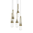 Hubbardton Forge 2023 Soft Gold Clear Glass with White Threading (YJ) Long Link 5-Light Blown Glass Pendant