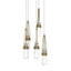 Hubbardton Forge 2023 Soft Gold Clear Glass with White Threading (YJ) Long Link 5-Light Blown Glass Pendant