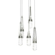 Hubbardton Forge 2023 Sterling Clear Glass with White Threading (YJ) Long Link 5-Light Blown Glass Pendant