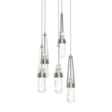 Hubbardton Forge 2023 Sterling Clear Glass with White Threading (YJ) Long Link 5-Light Blown Glass Pendant