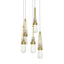 Hubbardton Forge 2023 Modern Brass Clear Bubble Glass (YG) Long Link 5-Light Blown Glass Pendant