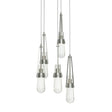 Hubbardton Forge 2023 Sterling Clear Bubble Glass (YG) Long Link 5-Light Blown Glass Pendant