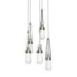 Hubbardton Forge 2023 Sterling Clear Bubble Glass (YG) Long Link 5-Light Blown Glass Pendant
