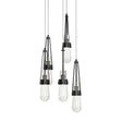 Hubbardton Forge 2023 Ink Clear Bubble Glass (YG) Long Link 5-Light Blown Glass Pendant