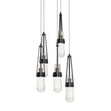 Hubbardton Forge 2023 Ink Clear Bubble Glass (YG) Long Link 5-Light Blown Glass Pendant