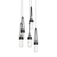 Hubbardton Forge 2023 Ink Clear Glass with White Threading (YJ) Long Link 5-Light Blown Glass Pendant