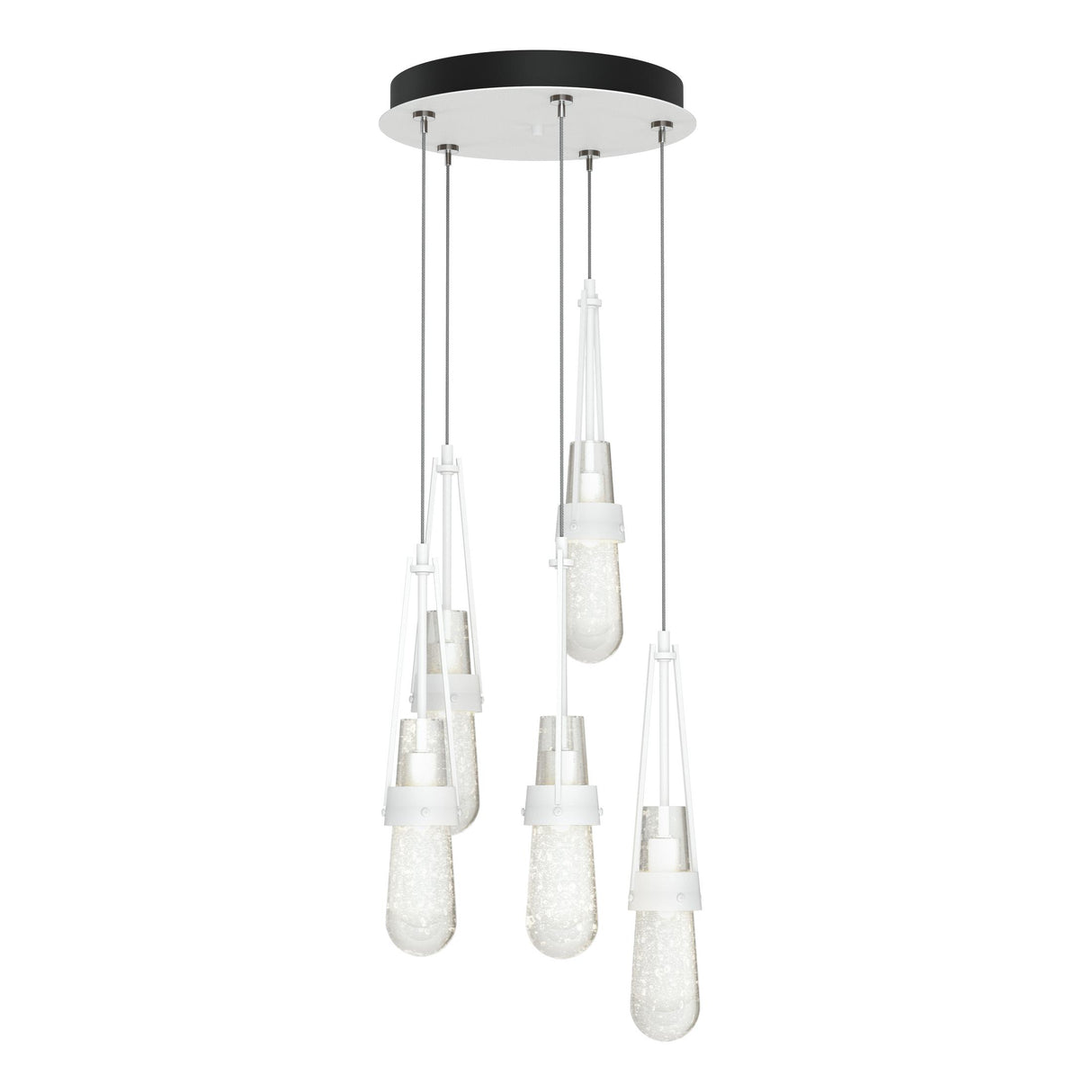 Hubbardton Forge 2023 White Clear Bubble Glass (YG) Standard Link 5-Light Blown Glass Pendant