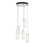 Hubbardton Forge 2023 White Clear Bubble Glass (YG) Standard Link 5-Light Blown Glass Pendant