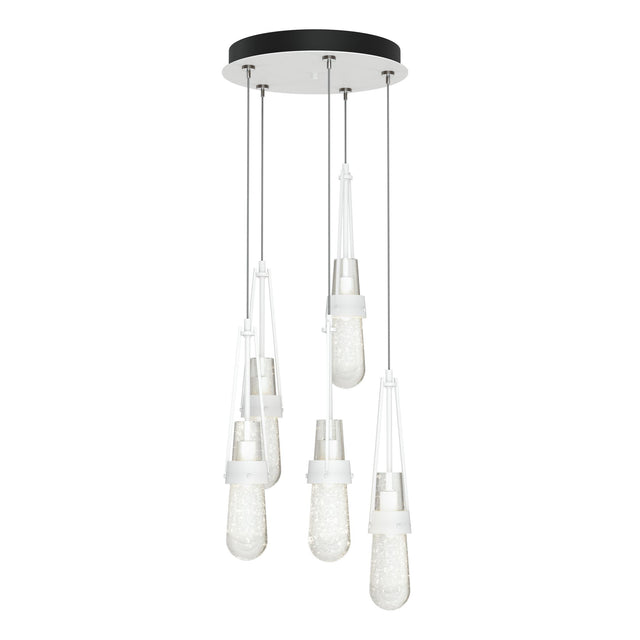 Hubbardton Forge 2023 White Clear Bubble Glass (YG) Standard Link 5-Light Blown Glass Pendant