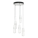 Hubbardton Forge 2023 White Clear Glass with White Threading (YJ) Standard Link 5-Light Blown Glass Pendant