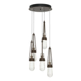 Hubbardton Forge 2023 Bronze Clear Bubble Glass (YG) Standard Link 5-Light Blown Glass Pendant