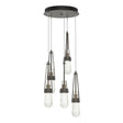 Hubbardton Forge 2023 Dark Smoke Clear Bubble Glass (YG) Standard Link 5-Light Blown Glass Pendant