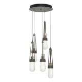 Hubbardton Forge 2023 Dark Smoke Clear Bubble Glass (YG) Standard Link 5-Light Blown Glass Pendant