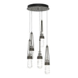 Hubbardton Forge 2023 Dark Smoke Clear Glass with White Threading (YJ) Standard Link 5-Light Blown Glass Pendant