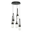 Hubbardton Forge 2023 Black Clear Bubble Glass (YG) Standard Link 5-Light Blown Glass Pendant
