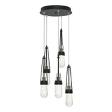 Hubbardton Forge 2023 Black Clear Bubble Glass (YG) Standard Link 5-Light Blown Glass Pendant