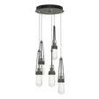 Hubbardton Forge 2023 Natural Iron Clear Bubble Glass (YG) Standard Link 5-Light Blown Glass Pendant