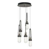 Hubbardton Forge 2023 Natural Iron Clear Bubble Glass (YG) Standard Link 5-Light Blown Glass Pendant