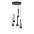 Hubbardton Forge 2023 Black Clear Glass with White Threading (YJ) Standard Link 5-Light Blown Glass Pendant