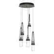 Hubbardton Forge 2023 Natural Iron Clear Glass with White Threading (YJ) Standard Link 5-Light Blown Glass Pendant