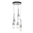 Hubbardton Forge 2023 Vintage Platinum Clear Bubble Glass (YG) Standard Link 5-Light Blown Glass Pendant