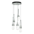 Hubbardton Forge 2023 Vintage Platinum Clear Glass with White Threading (YJ) Standard Link 5-Light Blown Glass Pendant