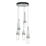 Hubbardton Forge 2023 Vintage Platinum Clear Glass with White Threading (YJ) Standard Link 5-Light Blown Glass Pendant