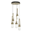 Hubbardton Forge 2023 Soft Gold Clear Bubble Glass (YG) Standard Link 5-Light Blown Glass Pendant