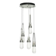 Hubbardton Forge 2023 Sterling Clear Bubble Glass (YG) Standard Link 5-Light Blown Glass Pendant