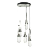 Hubbardton Forge 2023 Sterling Clear Bubble Glass (YG) Standard Link 5-Light Blown Glass Pendant