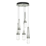 Hubbardton Forge 2023 Sterling Clear Glass with White Threading (YJ) Standard Link 5-Light Blown Glass Pendant
