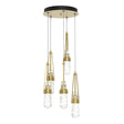 Hubbardton Forge 2023 Modern Brass Clear Glass with White Threading (YJ) Standard Link 5-Light Blown Glass Pendant