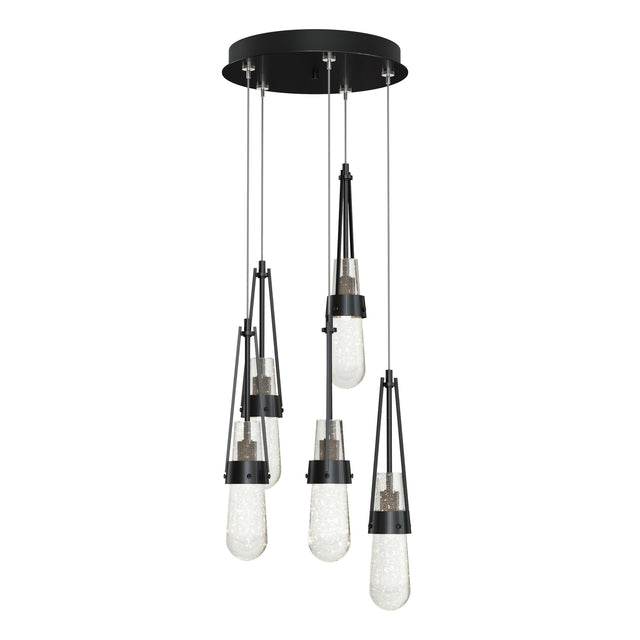 Hubbardton Forge 2023 Ink Clear Bubble Glass (YG) Standard Link 5-Light Blown Glass Pendant