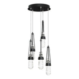 Hubbardton Forge 2023 Ink Clear Glass with White Threading (YJ) Standard Link 5-Light Blown Glass Pendant