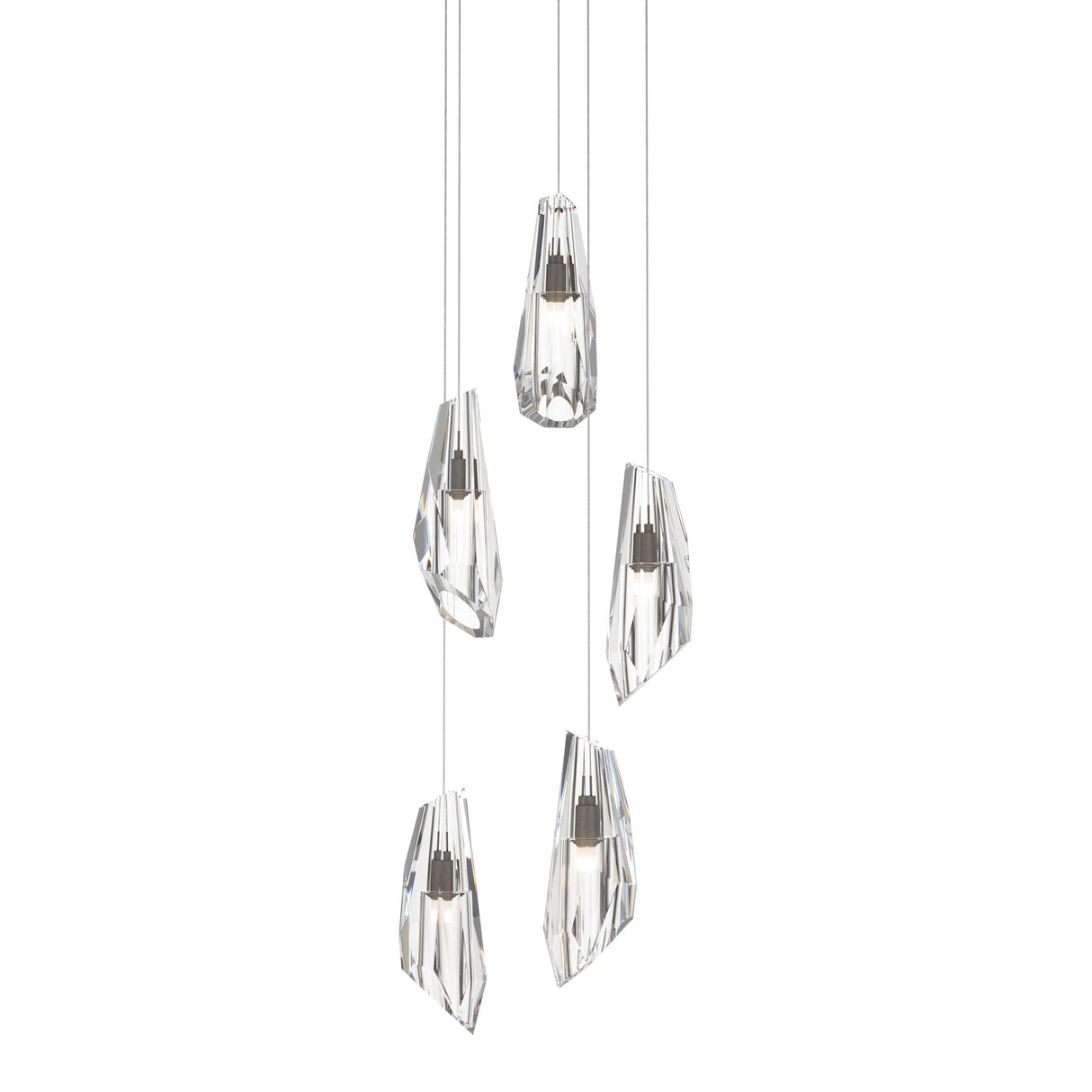 Hubbardton Forge 2023 Dark Smoke Crystal Long Luma 5-Light Pendant