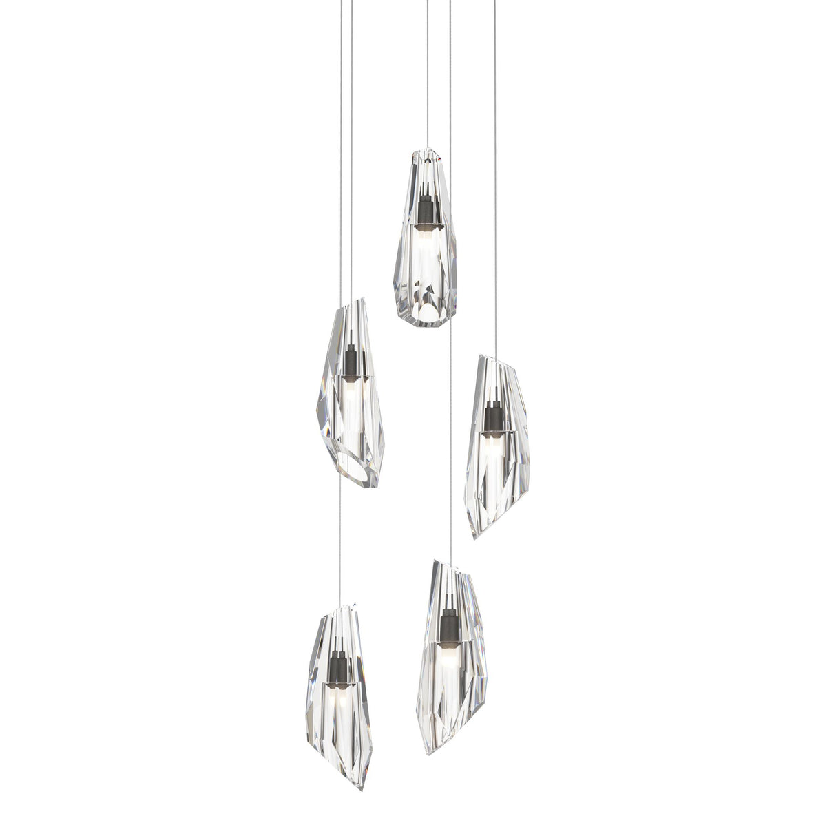 Hubbardton Forge 2023 Natural Iron Crystal Long Luma 5-Light Pendant
