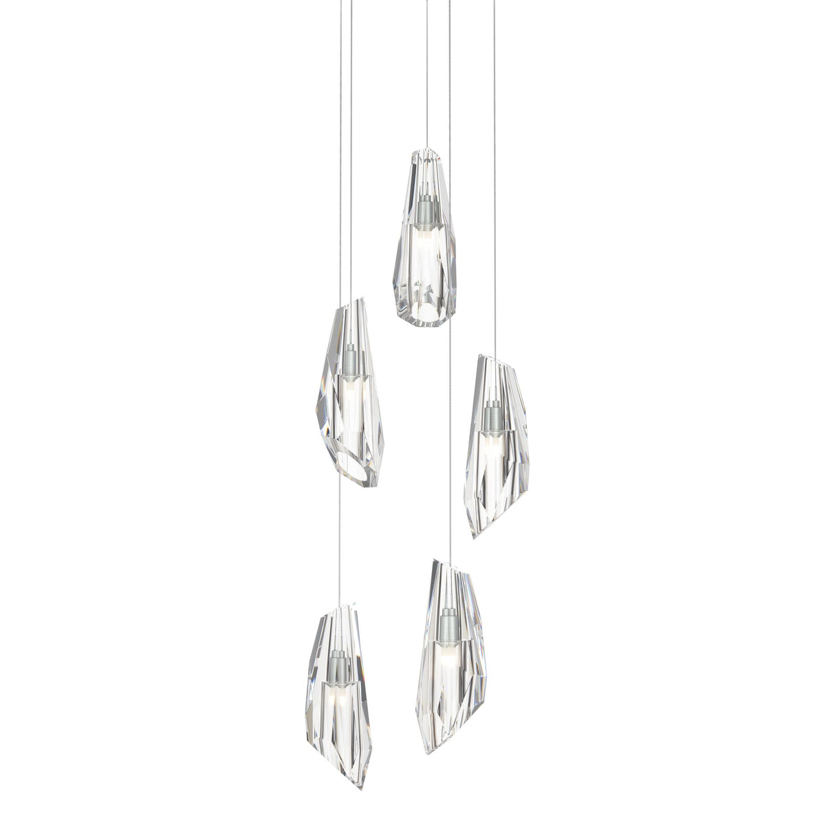 Hubbardton Forge 2023 Vintage Platinum Crystal Long Luma 5-Light Pendant