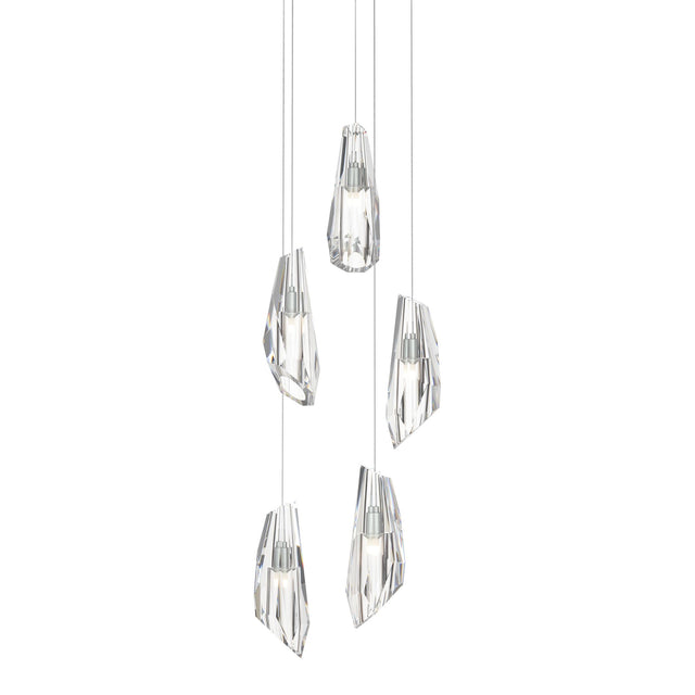 Hubbardton Forge 2023 Vintage Platinum Crystal Long Luma 5-Light Pendant