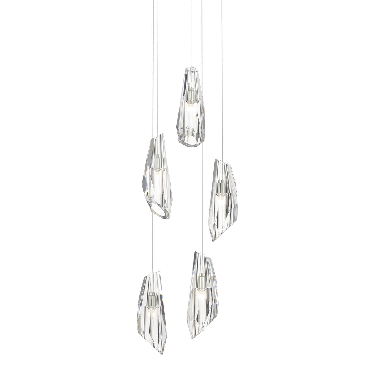 Hubbardton Forge 2023 Sterling Crystal Long Luma 5-Light Pendant