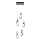 Hubbardton Forge 2023 Bronze Crystal Standard Luma 5-Light Pendant