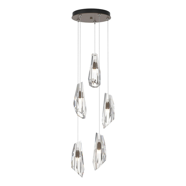Hubbardton Forge 2023 Bronze Crystal Standard Luma 5-Light Pendant