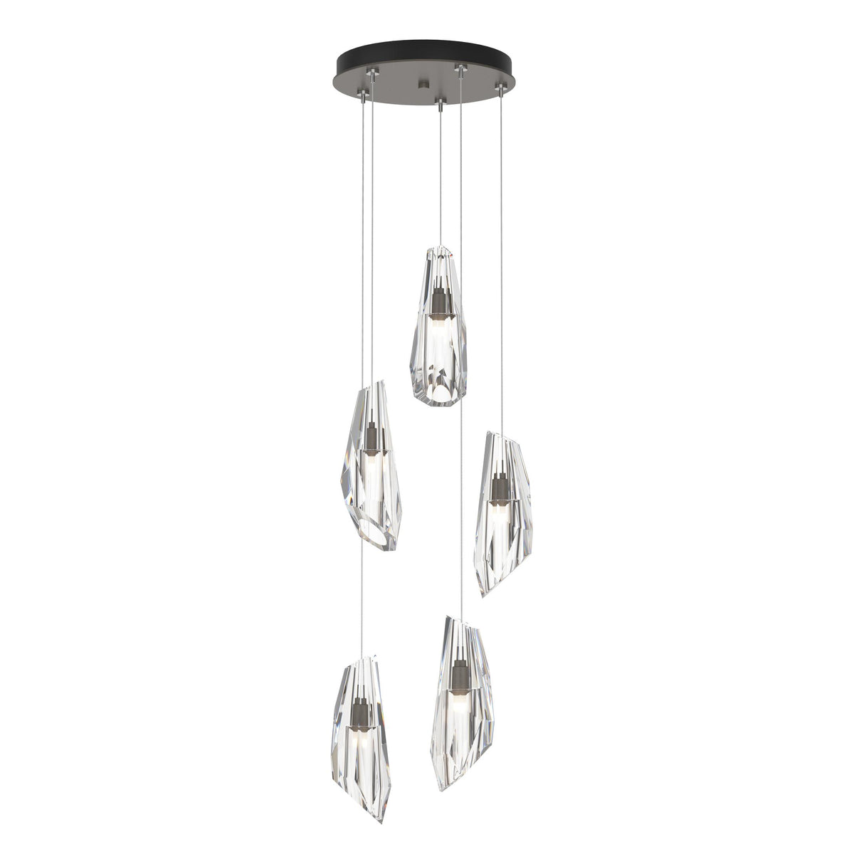 Hubbardton Forge 2023 Dark Smoke Crystal Standard Luma 5-Light Pendant